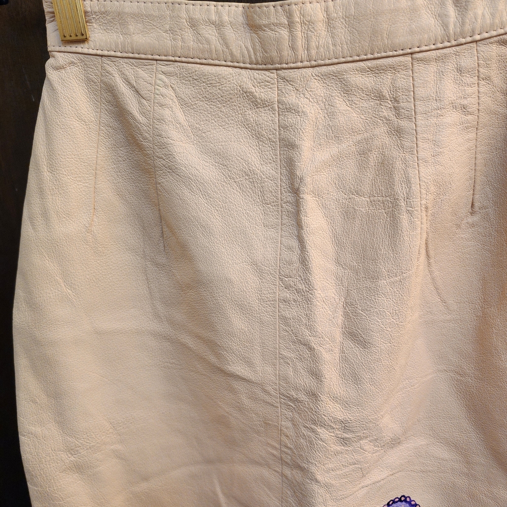 Vintage Leather Octopus Skirt with Hand Painted Purple Tentacles 4 - Picture 2 of 6